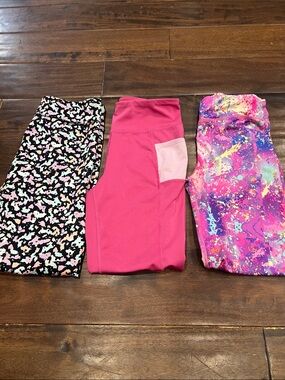 Girls' Pink Active Leggings with Side Pocket bundle of 3 - Kids Bottoms